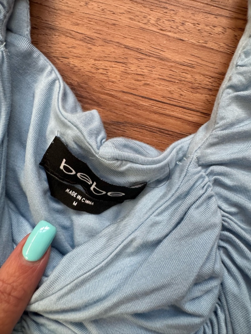 bebe Light Blue Ruched Tank Mini Dress - Picture 3 of 3